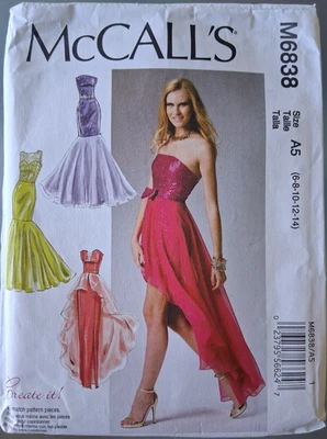 Evening Dress Prom Dress Sewing Pattern McCall's M6838 Size 6 -14 - Image 1 of 2