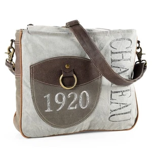 KB OHLAY MESSENGER Upcycled Canvas Genuine Leather women bag western handbag - Picture 1 of 1
