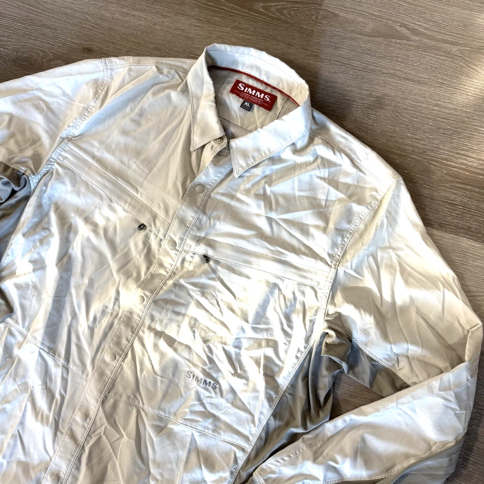 Simms Beige Long Sleeve Button Front Vented Back Fishing Shirt Size XL - Image 1 of 4