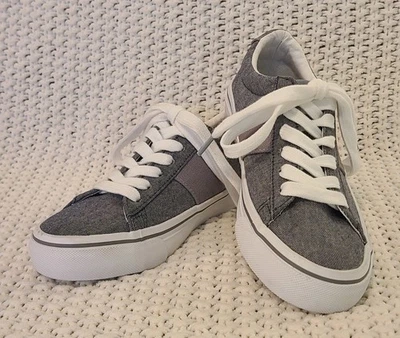 Zapatos informales Polo Ralph Lauren Sayer grises de lona para niños - Nuevos sin caja - Talla 1 juvenil Foto 1 de 4