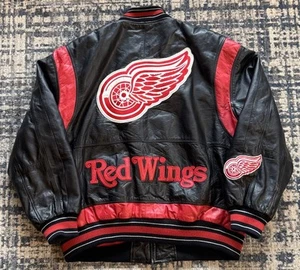 Vintage 90s Detroit Red Wings G-III Carl Banks Leather Jacket Size XL NHL Hockey - Picture 1 of 13