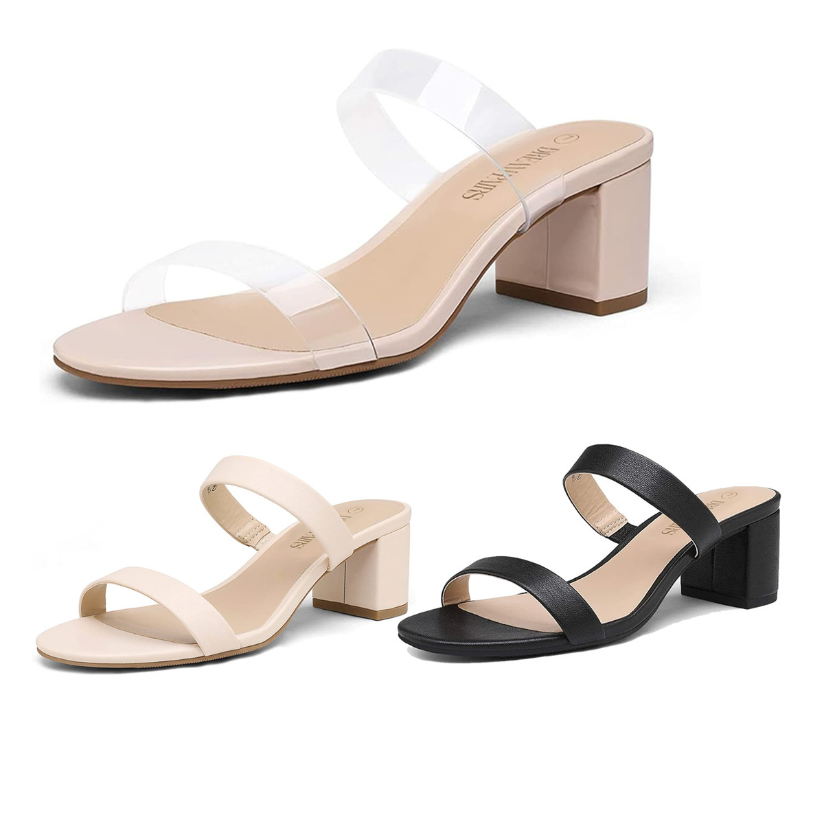 Chunky Sandals Women SHUZIA Open Toe Two Strap Slip On Sandals