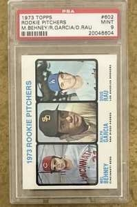 1973 Topps Set-Break #602 Rookie Pitchers M.Behney, R.Garcia, D.Rau PSA 9 MINT - Bild 1 von 2