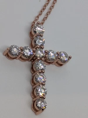 Hermoso Collar Cruz Moissanita S925 Oro Rosa Colorido VVS/D 0.30ctw con GRA Foto 1 de 4
