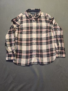 Tommy Hilfiger Shirt Women Size L Black Pink White Plaid Button Down - Picture 1 of 9