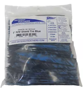 100 Pack Gateway Feathers 5" Right Wing: Shield Camo Tre Blue 500RSTBL-100 - Picture 1 of 3
