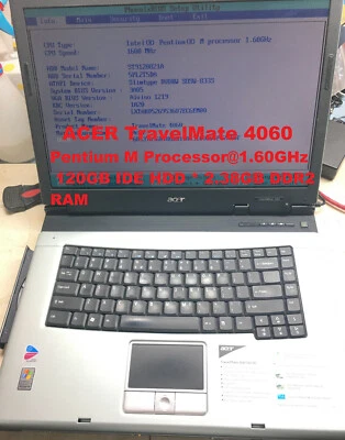ACER TravelMate 4060_Pentium M Processor@1.6GHz_120GB HDD_2.38GB RAM_14.0"Screen - Image 1 of 4