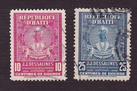 Haiti 1947 Scott 581 + 582 - President Dessalines - Used Cover