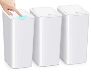 SHPMXUPW 3 Pack Bathroom Small Trash Can with Lid,10L / 2.6 Gallon Slim Garbage - Picture 1 of 12