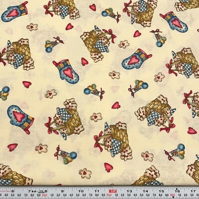Vintage Dianna Marcum Gingerbread Cookies Baking Cotton Fabric Remnant 12" x 45" - Image 1 of 2