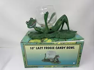 Raro cuenco de caramelo Lazy Frogie 2000 Trippie's 10" de colección BE6128 nuevo en caja - Imagen 1 de 13