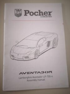 Instruction for Pocher Lamborghini Aventador 1/8 scale HK101 HK100 HK102 HK103