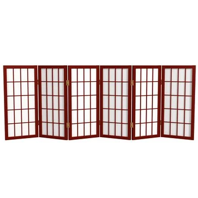 2 ft. Short Desktop Window Pane Shoji Screen - Rosewood - 6 Panels - Image 1 of 4
