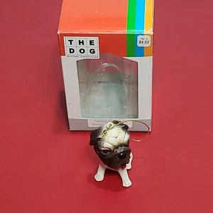 Pug THE DOG Artist Collection Christmas Ornament Black white red bow Pug !!!! - Picture 1 of 5