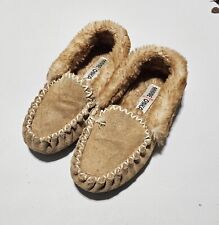 Minnetonka Women's Casual Comfort Warm Slipper Sz 5 Brown Suede Winter Gift