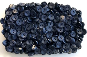 Small 15mm 24L Navy Blue Polished Ribbed & Satin 2 Hole Button Buttons (Y203) - Picture 1 of 1
