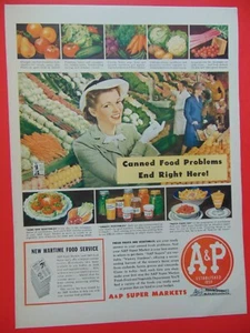 1943 A&P Supermärkte frisches Obst und Gemüse Foto Kunstdruck Anzeige - Bild 1 von 1