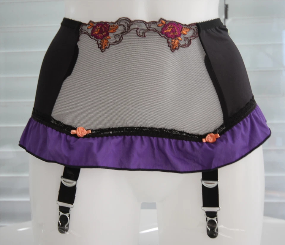 Retro englische Elaine Strumpfhalter 6 Straps mit Metallclips. XS -  XL - Bild 1 von 1