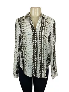 L’Agence Womens Long Sleeve Button-Up Blouse Size S Ivory/Black Print - New - Picture 1 of 8