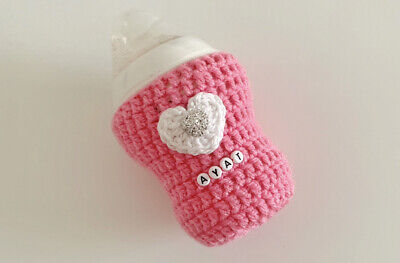 Handmade Crochet Baby Bottle Cover PERSONALIZED All Brands • 11.63€