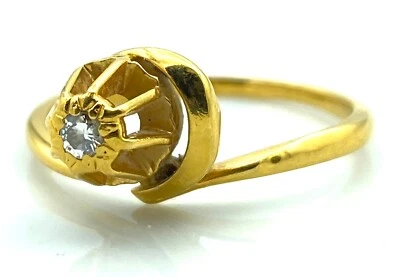 MAGNIFIQUE BAGUE SOLITAIRE OR 18 CARATS - DIAMANT 0.08 CARAT - 4,30 g - Photo 1/3