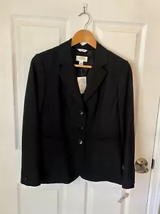 Talbots Blazer Coat Womens 4P Petite Made in Italy Black Wool Blend Lined NWT - Picture 1 of 9