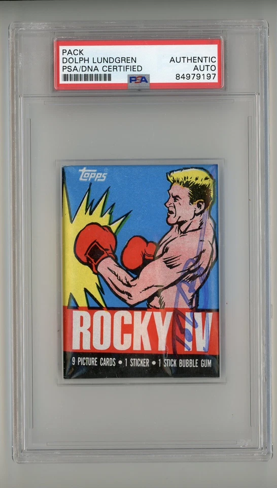 1985 Topps Rocky IV Signed Pack Dolph Lundgren Ivan Drago PSA AUTO Stallone - Image 1 of 2