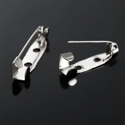 50Pcs 20/25mm White K Tone Metal Brooch Back Catch Bar Pins Badge Findings 2Size - Image 1 of 4