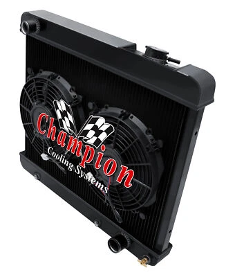 KR Champion 3 Row Black Finish Radiator, 10" Fans for 1961 1962 Pontiac Catalina - Изображение 1 из 4