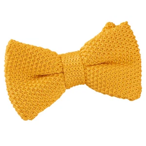 Marigold Yellow Boys Pre-Tied Bow Tie Knit Knitted Plain Formal Bowtie by DQT - Picture 1 of 1