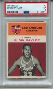 Tarjeta de novato Fleer Elgin Baylor 1961 PSA 5 grado baloncesto #3 - Imagen 1 de 6