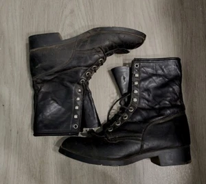 De colección Laredo Para Hombre 7.5D Flecos Cuero Negro Hecho en EE. UU. - Imagen 1 de 10