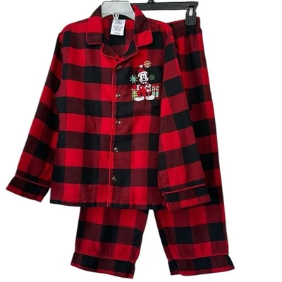 Mickey Mouse Plaid PJ Pajama Set Disney Store Holiday Size 5/6 - Image 1 of 4