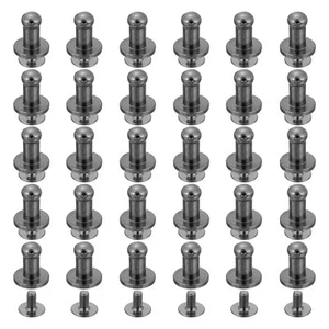 60Pcs 4mm Chicago Screws Round Head Button Leathercraft Rivets, Metallic Black - Bild 1 von 7