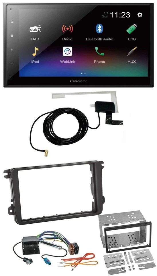 Pioneer DAB MP3 Bluetooth 2DIN USB Autoradio für VW Amarok ab 10 Beetle ab 11 EO - Bild 1 von 4