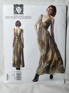 NEW Vogue V1354 Anne Klein Front Draped Long Dress Uncut Sewing Pattern sz 6-14 - Picture 1 of 2