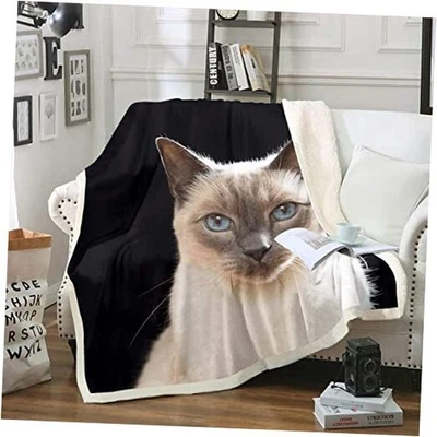  Linda Manta Gato Sherpa Gato Siamés Vellón Tiro para Niñas 90" x 90" Multi 26 Foto 1 de 4