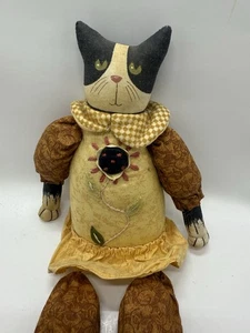 Vintage Fabric Metal Jointed Cat Shelf Sitter Home Decor - Picture 1 of 6