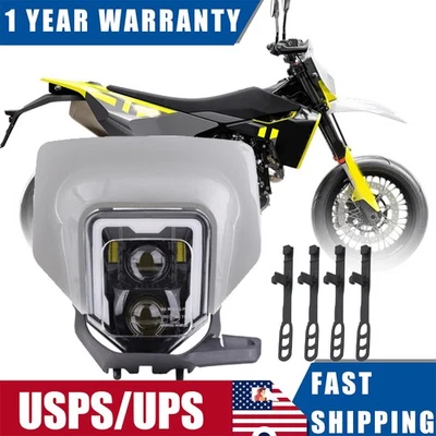 Белый светодиодный обтекатель фары для Husqvarna 2017-2023 FE 350S / FE 501S / FE 701SM - Изображение 1 из 4