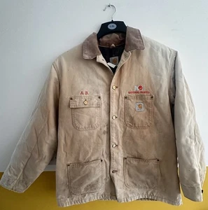 Vintage Carhartt NATIONAL OILWELL Jacket XXL  Garment Workers Beige Cream - Picture 1 of 10