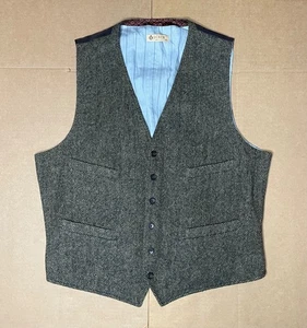 J Crew Men’s XL Vest Waistcoat Moon Tweed Wool Herringbone Brown - Picture 1 of 8