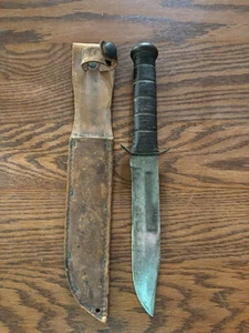 Vintage KA-BAR Fixed Blade Knife, Olean NY , US Navy USN Marked - Picture 1 of 10