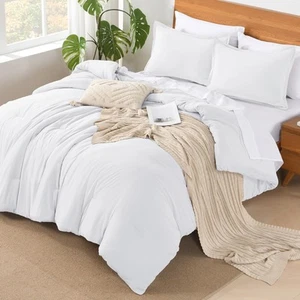 White Comforter King Size - 7 Pieces Bed in a Bag King Bedding Comforter Sets... - Picture 1 of 7