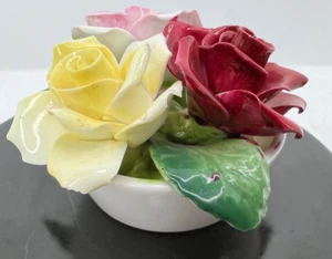 CROWN STAFFORDSHIRE ENGLAND Mini Bowl of Rose Flowers - 2" - Picture 1 of 8