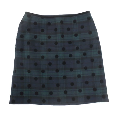 Falda Talbots Mujer 6 Azul Marino Verde Cuadros Terciopelo Lunares Mezcla Lana Carrera Foto 1 de 4
