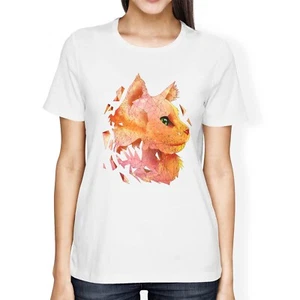 1Tee Damen T-Shirt lockere Passform geometrisch abstrakt Katzenkopf - Bild 1 von 15
