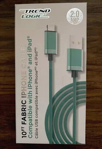 🔌USB 10ft Fabric L1ghtn1ng Cable 2.0 Amp For Apple iPhone By Trend Logic A4 - Picture 1 of 8