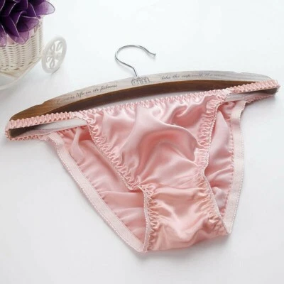 Womens Smooth Silk Briefs Knickers Panties Underwear Thongs Bikini Lingerie YM0 - Image 1 of 4