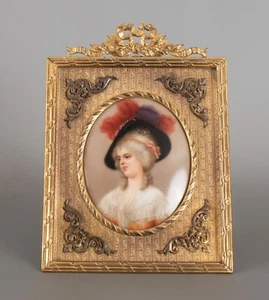 Wagner German Painting on Porcelain Plaque Portrait Duchess Miniature Signed - Picture 1 of 10