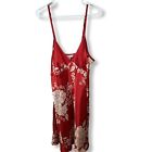 Cicique Women's Silky Red Floral Spaghetti Strap Sleepwear Nightgown Size 14/16